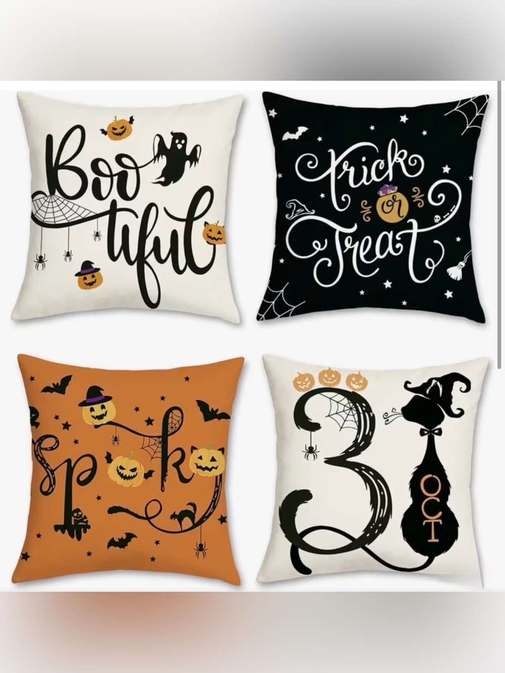 Halloween Decorative Throw Pillow Covers - Set of 4